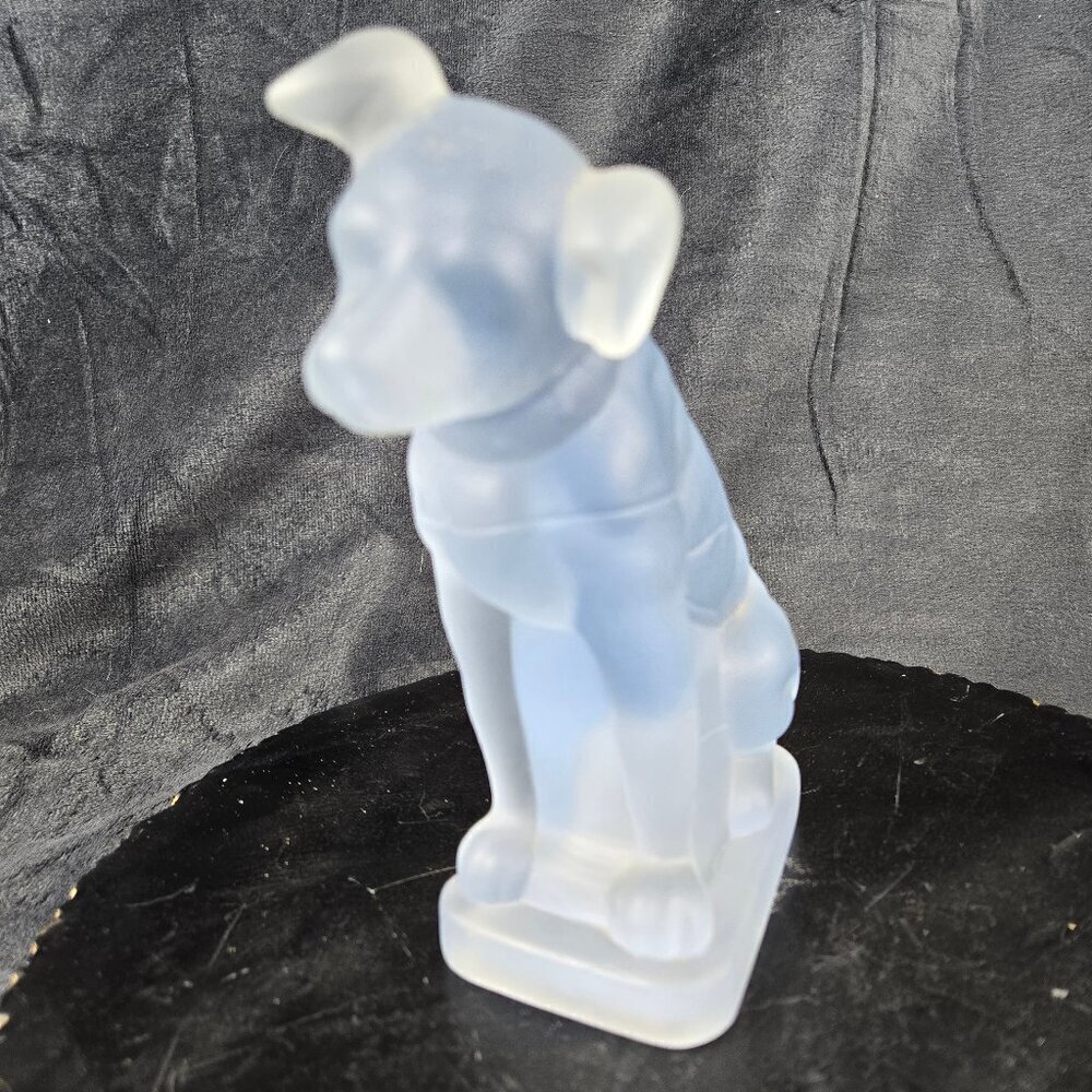 Vintage Victor Phonographs Glass "Nipper" Dog Figurine Satin Frosted Japan Rare